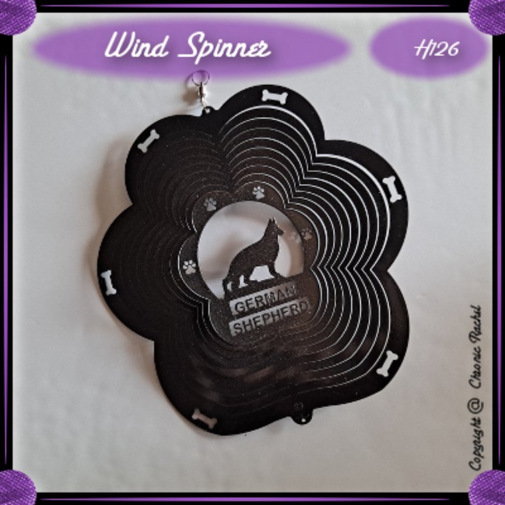 12" German Shepherd Black Starlight Wind Spinner